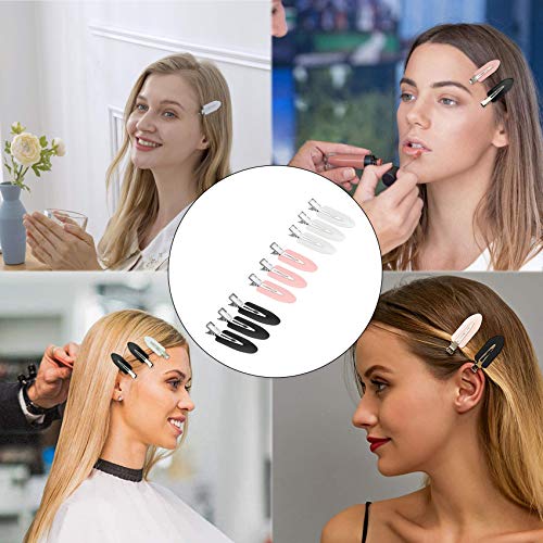 JeoPoom Pinzas para el Pelo sin Doblar Clips[9 Piezas], Sin Dobleces, Sin Marcas, Sin Arrugas, Herramienta de Clips de Peinado(Negro, Blanco, Rosa)