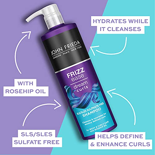 John Frieda Frizz Ease Dream Curls SLS/SLES Champú sin sulfato 500 ml para cabello naturalmente ondulado y rizado