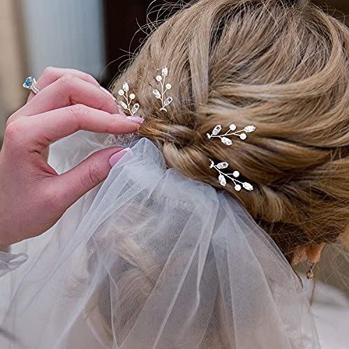 Juego de 6 horquillas para el pelo, accesorios de boda, joyería en forma de U con perlas para novias, mujeres, niñas de flores, pasadores de peluquería (dorado)