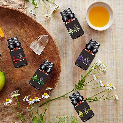 Juego de Aceites Esenciales Florales, Aceites Perfumados de Aromaterapia Orgánica Top 6 Aceites Esenciales Terapéuticos de Grado Premium 100% Puros - Juego de Regalo Botellas de 6 / 10ml