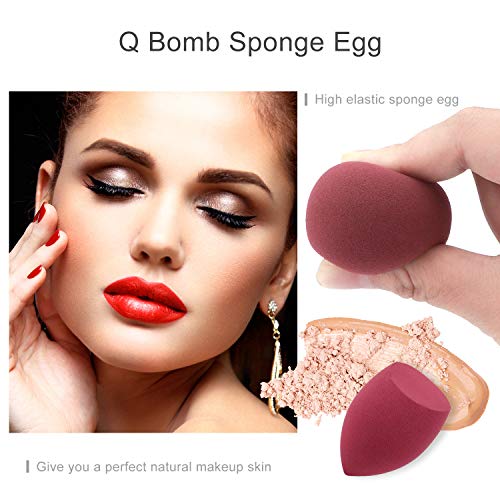 Juego de esponjas de maquillaje: mezclador de esponjas de maquillaje de 8 piezas + 1 estante de secado de esponjas de maquillaje, adecuado para corrector de rubor, sombra de ojos, polvo, crema, polvo