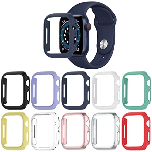 Jvchengxi [10 Piezas] Mate Funda Compatible con Apple Watch 38mm Series 3/2/1, [Sin Cristal Templado Protector de Pantalla] Duro PC Marco Carcasa Protectora Anti-Choque Parachoques para iWatch 38mm