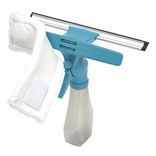 JVL – Coche Cuidado Limpieza gama 3 en 1 Limpiador de ventanas con Y de plástico botella de Spray, microfibra, azul/gris, 27 x 10 x 25 cm
