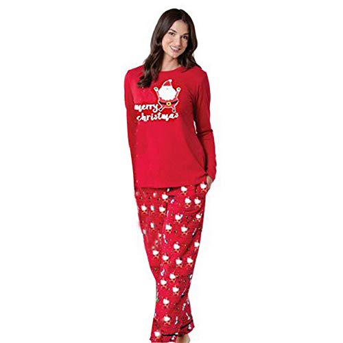 K-youth Ropa de Casa Familia Conjunto de Pijamas Familiares Unisexo Papá Noel Pijamas de Navidad Familiares Ropa de Dormir Padre Hijo Manga Larga Tops y Pantalones Largos(Mujer, S)