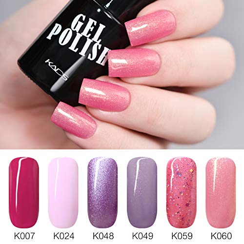 KADS Kit Uñas de Gel Esmalte Semipermanente de Color 6pcs Laca Soak Off Top Coat Base Coat UV LED Manicura Arte 9.5ml