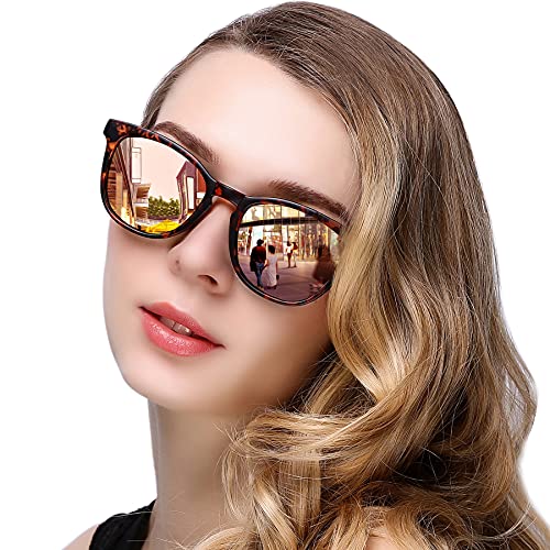 KANASTAL Gafas de Sol Mujer Polarizadas Espejo Clásicas Vintage Retro con Protección UV400 de Moda Señora Para Conducir Viajes Playas Pesca Golf Sunglasses (Rosa)