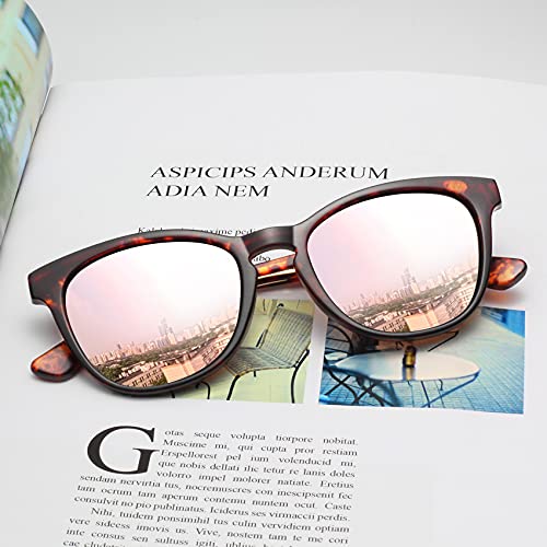 KANASTAL Gafas de Sol Mujer Polarizadas Espejo Clásicas Vintage Retro con Protección UV400 de Moda Señora Para Conducir Viajes Playas Pesca Golf Sunglasses (Rosa)