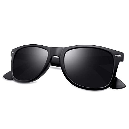 KANASTAL Gafas de Sol Mujer y Hombre Polarizadas Negras Oscuras Cuadradas Clásicas Retro Summer Protección UV para Conducir Pesca Golf al Aire Libre Viajes Men Sunglasses Black