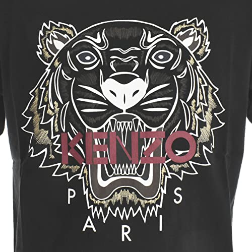 Kenzo Camiseta Tiger para hombre, color negro, 100% algodón, talla pequeña, Negro , M corto