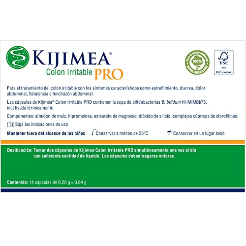 Kijimea Colon Irritable Pro, 14 cápsulas, Ayuda eficaz para el colon irritable (diarrea, dolor abdominal, flatulencia, estreñimiento), Producto vegano, sin gluten ni lactosa