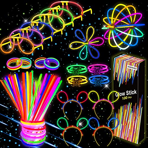 Kimimara Barras Luminosas, Luminosos con Conectores para Pulseras y Pelotas, Iluminación para Juguetes, Ideal para Fiestas en la Oscuridad ,de 20 Centímetros de Largo, para Cumpleaños Halloween