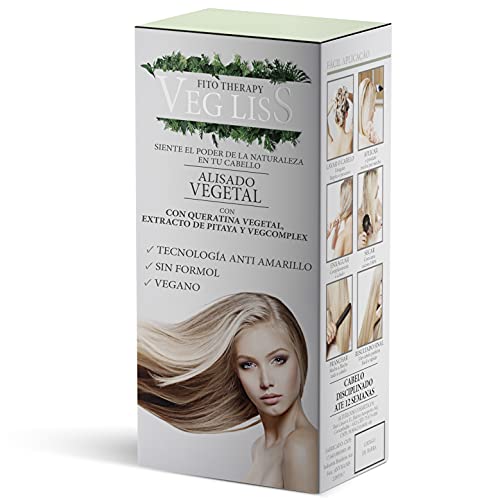 Kit Alisado Brasileño Vegano - Champú + Reductor de Volumen - Tratamiento Capilar Hidratante Sin Formol sin Siliconas - Repara y Reduce el Frizz Hasta 12 Semanas - VegLiss Alisado Vegetal de Queratina