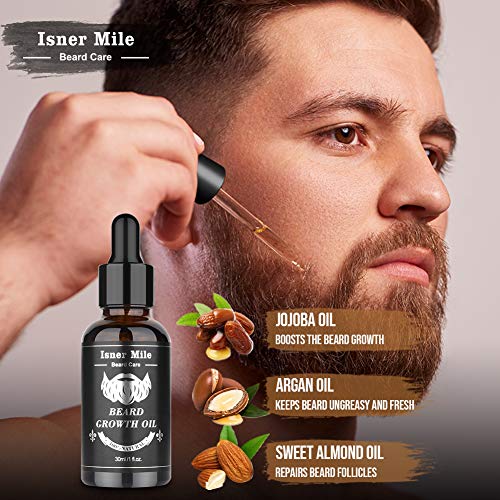 Kit Crecimiento de Barba con Aceite Natural Barba, Bálsamo, Peine, Bolsa Almacenamiento, Estimula, Promueve el Crecimiento del Bigote, los Mejores Regalos Para Hombres, Papá, Padre, Novio 1