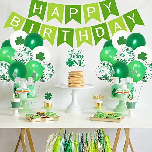 Kit de decoración para Fiesta de Primer cumpleaños del Día de San Patricio, de la Suerte, Globos de Aluminio, decoración de la Torta de trébol de Cuatro Hojas