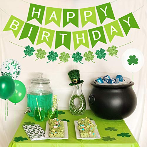 Kit de decoración para Fiesta de Primer cumpleaños del Día de San Patricio, de la Suerte, Globos de Aluminio, decoración de la Torta de trébol de Cuatro Hojas