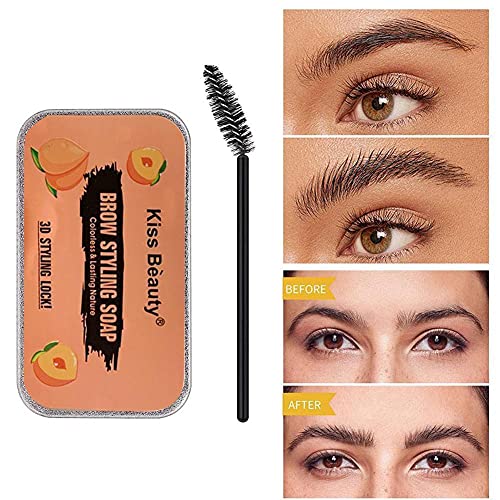 Kit de jabón moldeador de cejas 3D Gel fijador de cejas Cera moldeadora de cejas resistente al agua de larga duración Pomada de tinte para cejas con cepillo Jabón para peinar cejas para mujeres