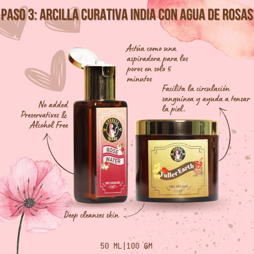 Kit Facial Anti Envejecimiento Para Mujeres a Base De Hierbas Del Himalaya: 100% Máscara De Arcilla De Curación Orgánica De La: Elimina Piel Muerta Y Puntos Negros, Limpia Los Poros