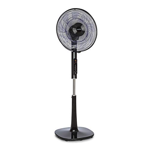 KLARSTEIN Sommerwind – Ventilador Vertical, Rotor de 16" (41 cm) con 9 + 5 aspas, Potencia de 35 W, Motor de Corriente Continua de 24V, 4 Modos, Negro