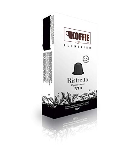 Koffie Cup Ristretto - 40 cápsulas de café de aluminio compatibles con máquinas Nespresso ® - Receta Ristretto - Total 40 cápsulas (4x10cáps) koffiecup