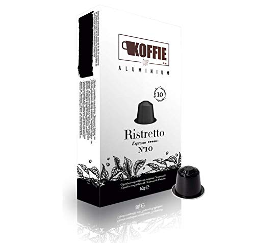 Koffie Cup Ristretto - 40 cápsulas de café de aluminio compatibles con máquinas Nespresso ® - Receta Ristretto - Total 40 cápsulas (4x10cáps) koffiecup