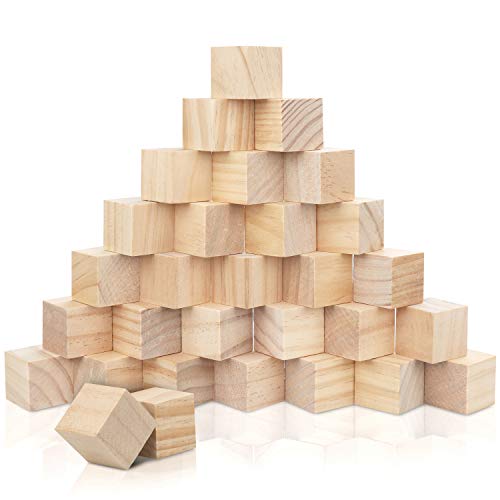 Kurtzy Bloques de Madera Cuadrados Pequeños (Pack de 30) - 3 x 3 x 3 cm Cubo Madera Pino Natural sin Acabado - Bloque Madera Educativo Manualidades para Bricolaje, Rompecabezas, Números