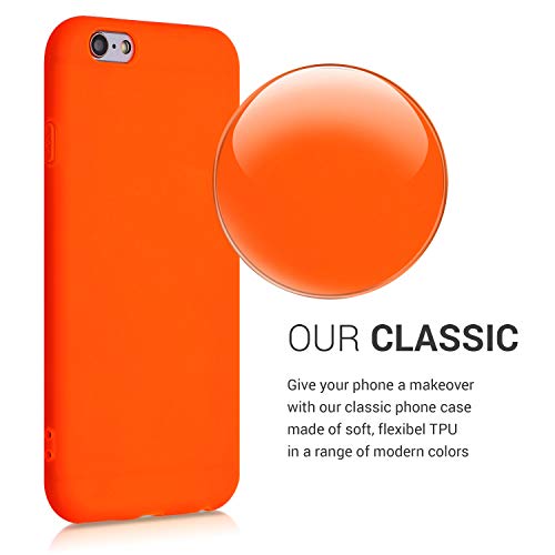 kwmobile Carcasa para Apple iPhone 6 / 6S - Funda para móvil en TPU Silicona - Protector Trasero en Naranja neón