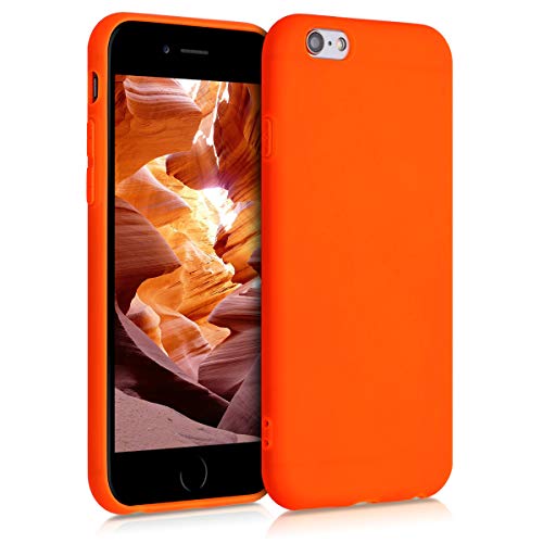 kwmobile Carcasa para Apple iPhone 6 / 6S - Funda para móvil en TPU Silicona - Protector Trasero en Naranja neón