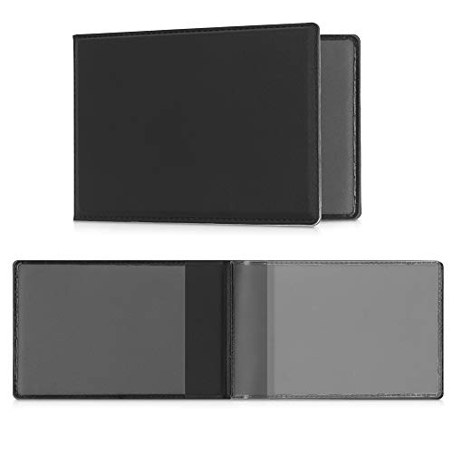 kwmobile Funda de piel sintética para identificación - Cartera plegable de 10 x 6.5 CM doblada para tarjetas DNI - negro