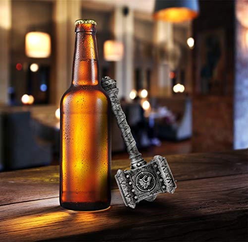 Kyowoll Doomhammer Martillo Abrebotellas con Sonido, Cerveza y Bebidas Abridor,Bar Cerveza Abridor Vino, Gran Regalos Creativos para Los Fans De Los Cómic O Películas (Plata)