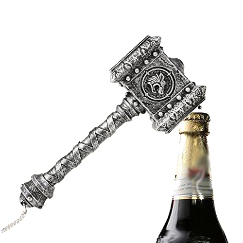 Kyowoll Doomhammer Martillo Abrebotellas con Sonido, Cerveza y Bebidas Abridor,Bar Cerveza Abridor Vino, Gran Regalos Creativos para Los Fans De Los Cómic O Películas (Plata)