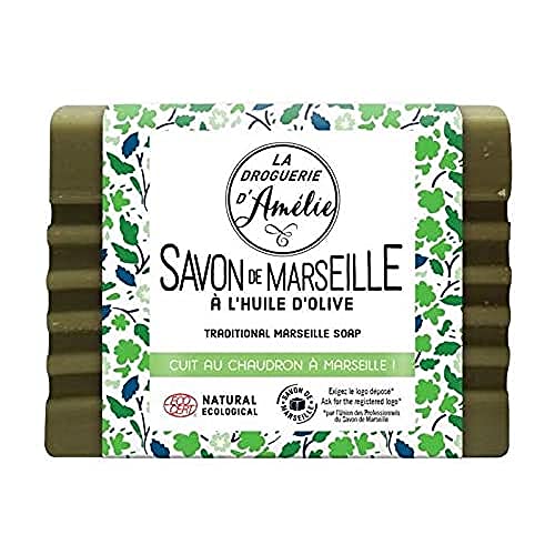 La droguerie d'Amélie Jabón Tradicional De Marsella Con Aceite De Oliva, 250 G, Verde, Sin Fragancia