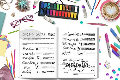 La guía para principiantes de caligrafía moderna y lettering a mano para niños: Un divertido cuaderno de actividades con técnicas paso a paso, ... con los que los más pequeños aprenderán