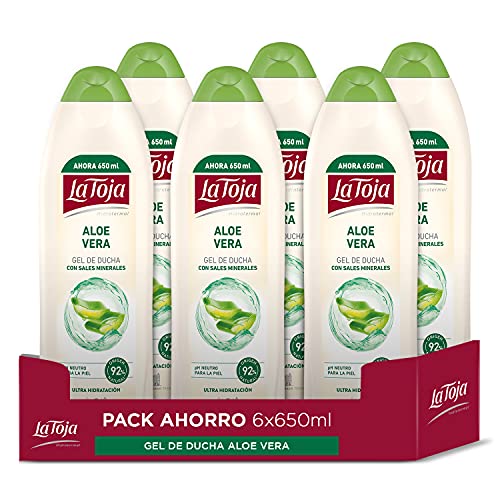 La Toja - Gel Crema de Ducha Aloe Vera 6Uds de 650 ml (3.900 ml) el Máximo Cuidado para Todos Piel Ultrahidratada para una Piel Siempre Suave, Elástica y Tersa 4050 G