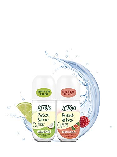 La Toja Protect & Free- Desodorante Roll-On Pomelo Y Frambuesa, Ingredientes Naturales y Fórmulas Veganas, Sin Alcohol ni Sales de Aluminio, 6 Unidades de 50Mililitros (300Mililitros)