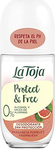 La Toja Protect & Free- Desodorante Roll-On Pomelo Y Frambuesa, Ingredientes Naturales y Fórmulas Veganas, Sin Alcohol ni Sales de Aluminio, 6 Unidades de 50Mililitros (300Mililitros)