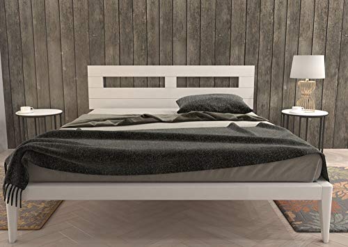 LA WEB DEL COLCHON - Cabecero de Madera Rústico Toscana para Cama de 135 (145 x 44 cms.) Blanco nórdico | Cabeceros Madera | Dormitorio Matrimonio | Cabezal Cama |Estilo nórdico