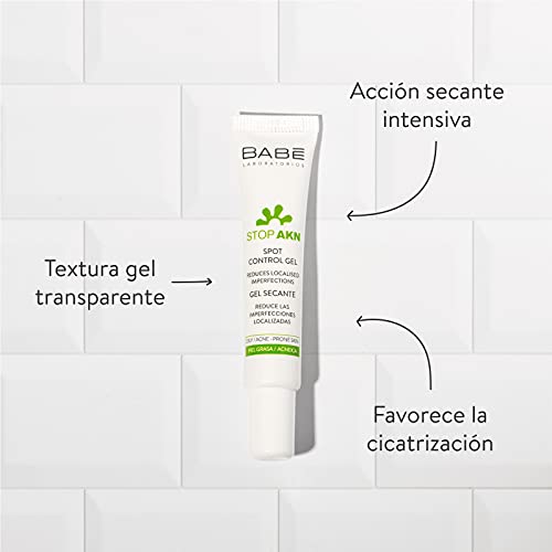 Laboratorios Babé - Stop AKN Gel Facial Secante 8 ml, Acción Intensiva, Cicatrizante, Tratamiento Acné, Disminución de Acné, Combate las Imperfecciones del Rostro