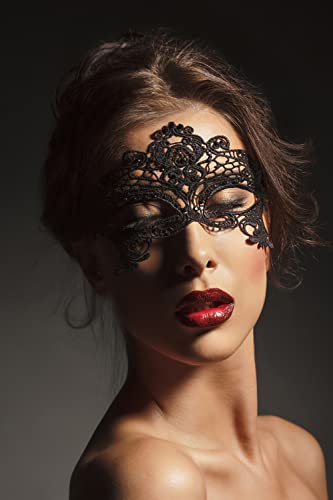 Lady of Luck Máscara de Encaje, Negro Metal Sexy Queen Style /Veneciano Fiesta para Bar Halloween