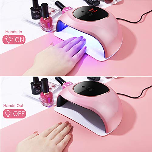 Lámpara Secador de Uñas 24W lampara de uñas UV LED Gel Esmalte de Uñas Curado Luz Máquina Con temporizador 30s/60s/99s,Sensor Automático,Pantalla LCD y Base extraíble Para Manicura/Pedicure Nail Art