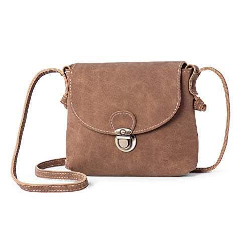 LaRechor Bolso Bandolera para Mujer Pequeño con Cerradura Antirrobo, Retro Mini Bolso de Hombro Crossbody Bolsa Bag (Marrón)