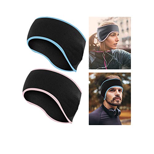 LATTCURE Cinta para la frente deportiva, elástica, 2 unidades, para invierno, para mujer, hombre, niña, térmica, antideslizante, para correr, esquiar fuera del deporte (negro)