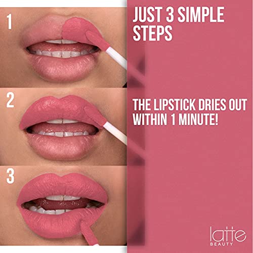 Latte Beauty Ultimatte Lápiz Labial Líquido Mate - 9 Tonalidades - Maquillaje de Labios Resistente al Agua de Larga Duración - Labial Mate Hidratante con Vitamina E - 3 ml (Trick)