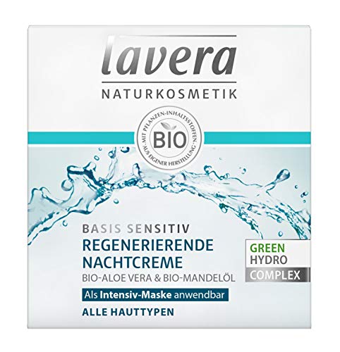 Lavera Base Sensitive Regenerierende Nachtcreme Bio Aloe Vera & Mandelöl - Todos los tipos de piel - Vegan Bio vegetales activos naturales y innovadores (1 x 50 ml)