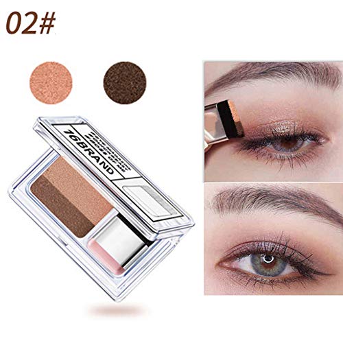 Lazy sombra de ojos sombra de ojos de larga duración a prueba de agua en dos tonos del brillo gradiente de sombra de ojos paleta de maquillaje sombra de ojos Fácil Rápido conjunto con pincel (02) 1PC