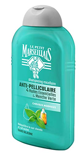 Le Petit Marseillais – Champú anticaspa para cabello normal, 4 aceites esenciales y menta verde, 250 ml, lote de 3
