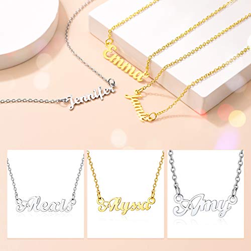 Letras de Nombres Anna Collares Resistentes Metálicos Acero Inoxidable 316L Cadena Delgada Colgantes Modernos de Cuello para Femeninas Mujeres Parejas Novias