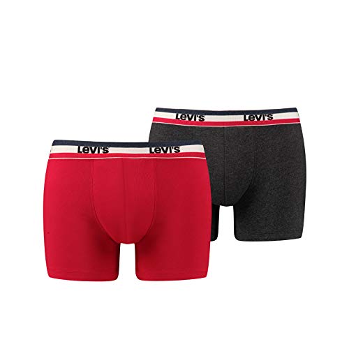 Levi's LEVIS MEN SPRTSWR LOGO BOXER BRIEF 2P, Multicolor (rojo/negro 786), M (Pack de 2) para Hombre