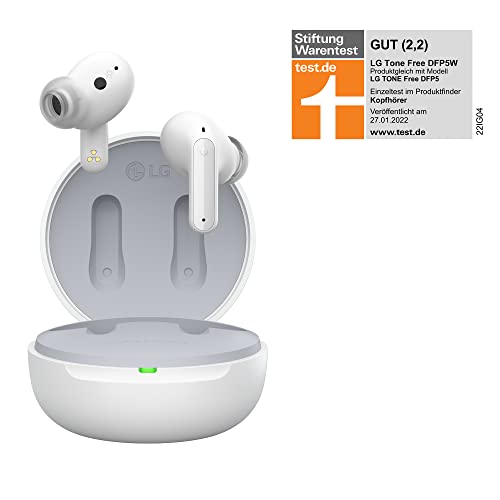 LG Electronics Tone Free DFP5W - Auriculares in-Ear (Bluetooth, ANC, tamaño pequeño), Color Blanco Perla