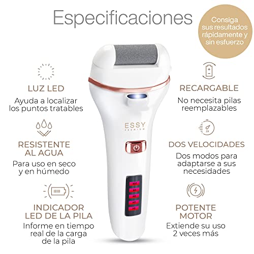 Lima Eléctrica Pies Quita Durezas para Pies Electrico Exfoliante Callos Pedicura Lima Pies Durezas Recargable Profesional Pulidor de Callos Cuidado Talon con 5 Rodillos de Recambio Electric Foot File