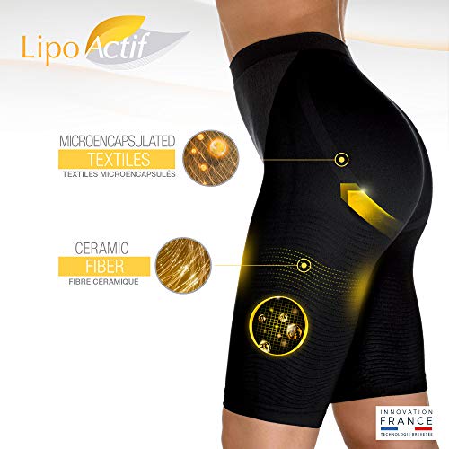 LIPO ACTIF - Pantalón Pirata Cintura Alta Vientre Plano - Día/Noche - Acción Adelgazamiento Enfundante y Adelgazante - Efecto Push Up - Tecnología Francesa Cosméto Céramic